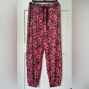 Victorias Secret Pajama Pants Silky Cool Pockets Medium Cinched Bottom Pink Sz M